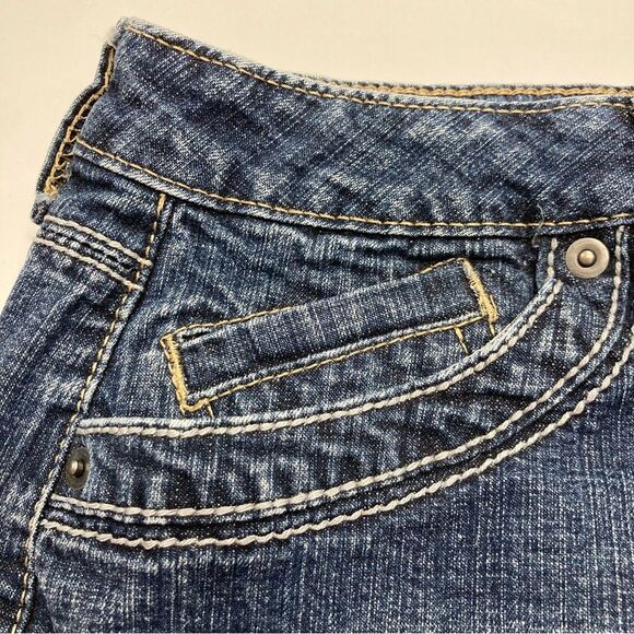 Apt 9 Denim Pencil Skirt SZ 6 5 Pocket Button Zipper Closure Back Slit Indigo - Picture 3 of 8
